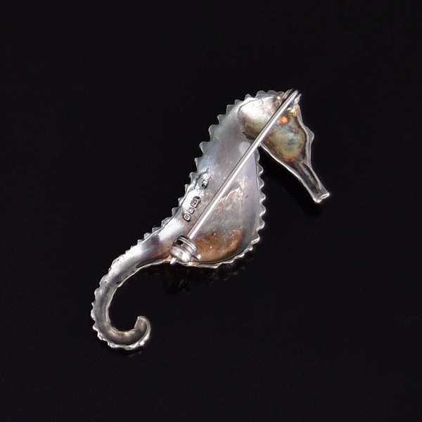 Vintage Sterling Silver Garnet Seahorse Brooch - Boylerpf