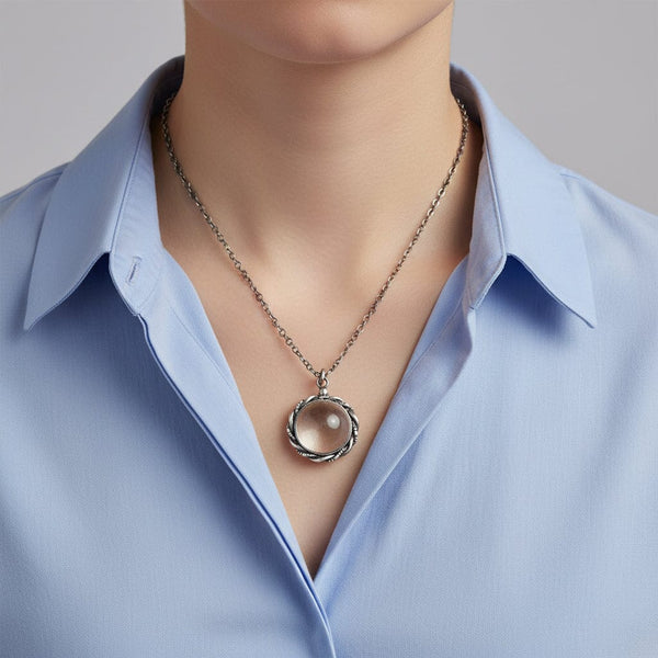 Art Deco Pools of Light Sterling Silver Rope Pendant Necklace