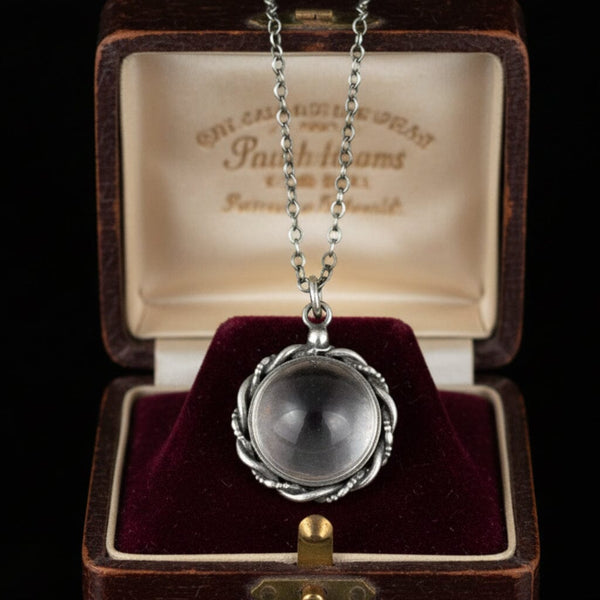 Art Deco Pools of Light Sterling Silver Rope Pendant Necklace