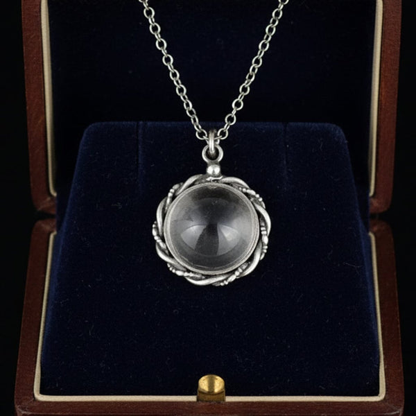 Art Deco Pools of Light Sterling Silver Rope Pendant Necklace