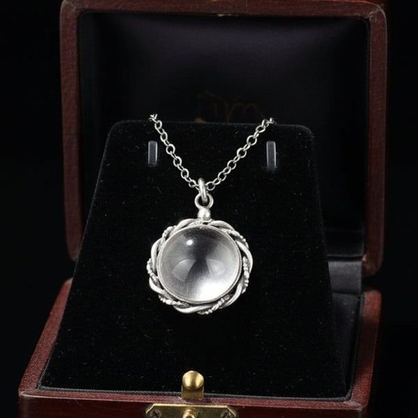 Art Deco Pools of Light Sterling Silver Rope Pendant Necklace