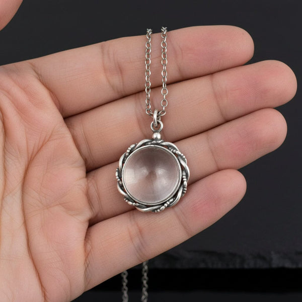 Art Deco Pools of Light Sterling Silver Rope Pendant Necklace