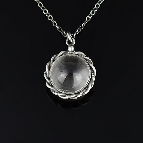 Art Deco Pools of Light Sterling Silver Rope Pendant Necklace