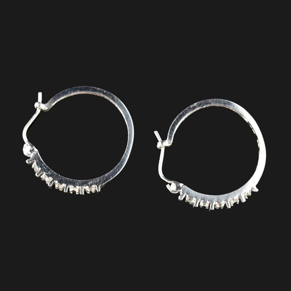 Vintage 10K White Gold Diamond Half Hoop Earrings - Boylerpf