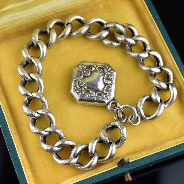 Victorian Day and Night Heart Charm Curb Link Bracelet – Boylerpf