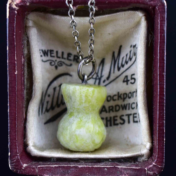 Vintage Silver Connemara Marble Pineapple Pendant Necklace - Boylerpf