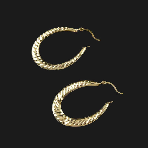 Large Scalloped Braid 10K Gold Hoop Earrings - Boylerpf