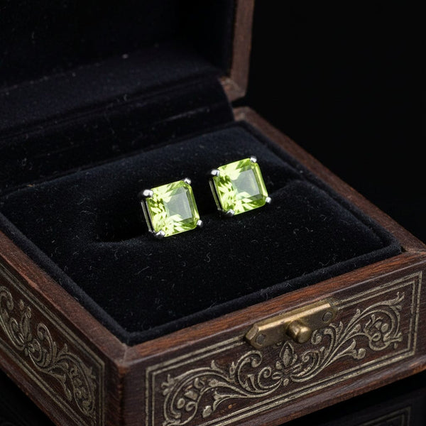Vintage Peridot Sterling Silver Stud Earrings