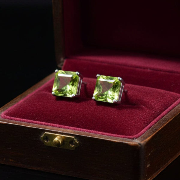 Vintage Peridot Sterling Silver Stud Earrings