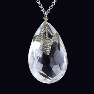 Vintage Arts and Crafts Silver Grape Vine 40 CTW Rock Crystal Necklace - Boylerpf