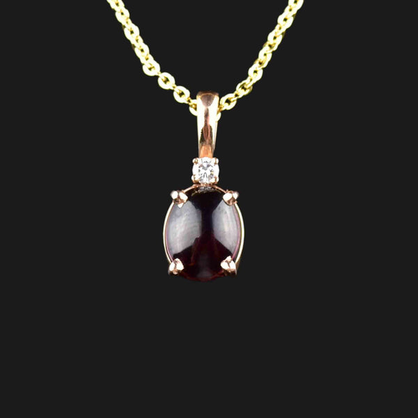 Vintage 14K Rose Gold Diamond Tourmaline Necklace - Boylerpf