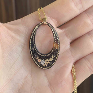 Antique Victorian Gold Pique Pendant Necklace - Boylerpf