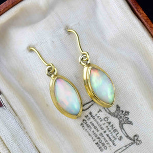 Vintage Art Deco Style Marquise Opal Earrings - Boylerpf