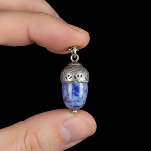 Vintage Sterling Silver Sodalite Acorn Necklace - Boylerpf
