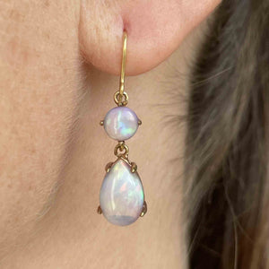 Vintage Gold Opal Drop Earrings - Boylerpf