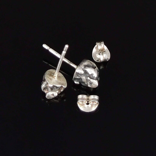 Vintage Sterling Silver Skull Stud Earrings