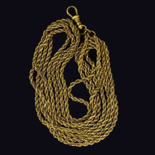 Antique 50 inch Gold Muff Guard Chain Necklace - Boylerpf