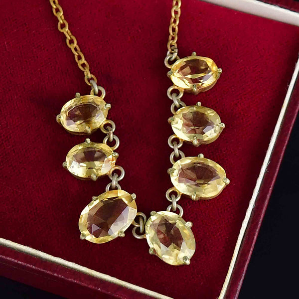 Antique Seven Stone Faceted Citrine Necklace - Boylerpf