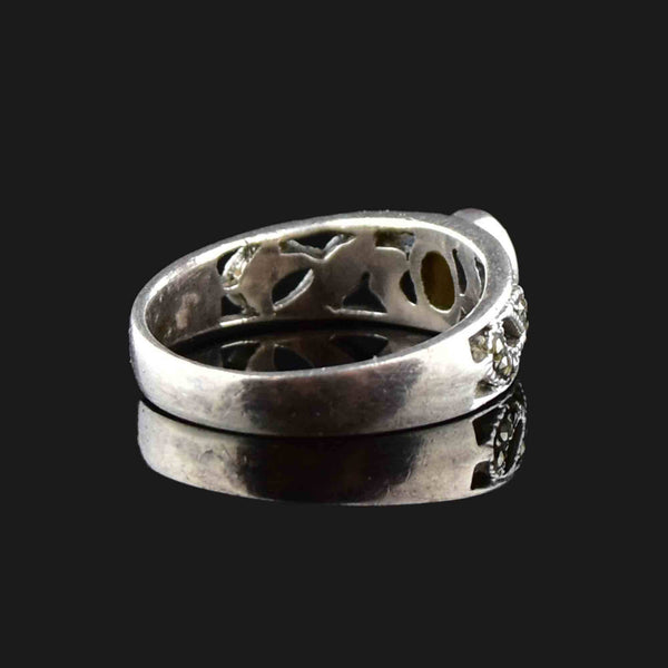 Vintage Silver Marcasite Quartz Ring - Boylerpf