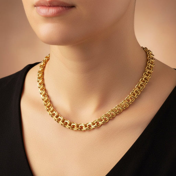 Vintage Chino Link Double Rolled Gold Necklace