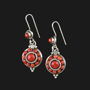 Vintage Sterling Silver Natural Coral Drop Earrings - Boylerpf