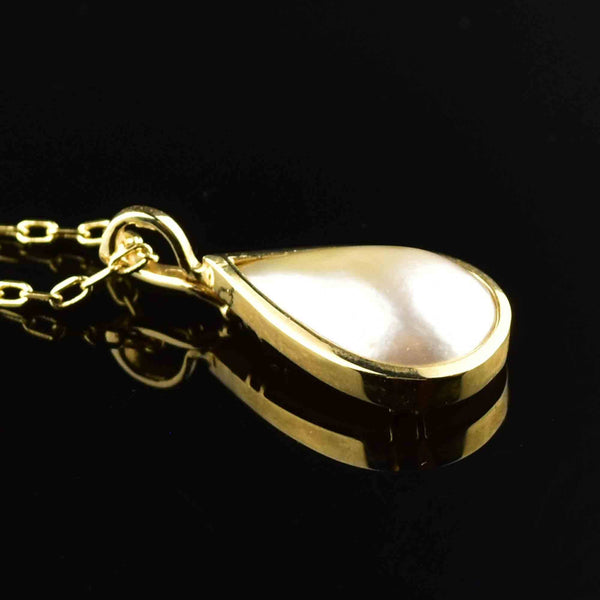 Vintage 14K Gold Mabe Pearl Pendant Necklace - Boylerpf