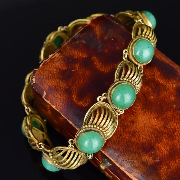 Vintage Sterling Silver Gold Vermeil Aventurine Bracelet - Boylerpf