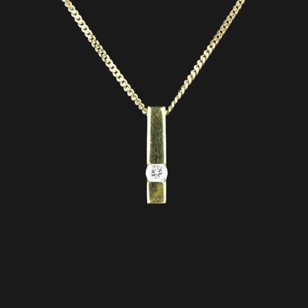 Vintage Diamond Gold Bar Pendant Necklace - Boylerpf