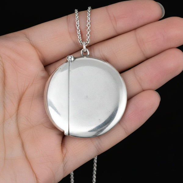 Antique Edwardian Sterling Silver Vesta Locket Pendant Necklace - Boylerpf