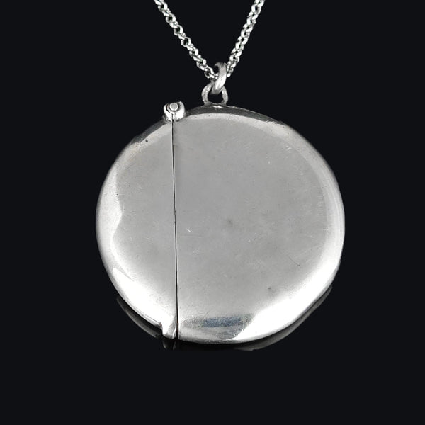 Antique Edwardian Sterling Silver Vesta Locket Pendant Necklace - Boylerpf