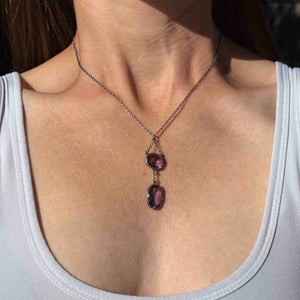 Antique Edwardian Silver 5.5 CTW Amethyst Drop Pendant Necklace - Boylerpf