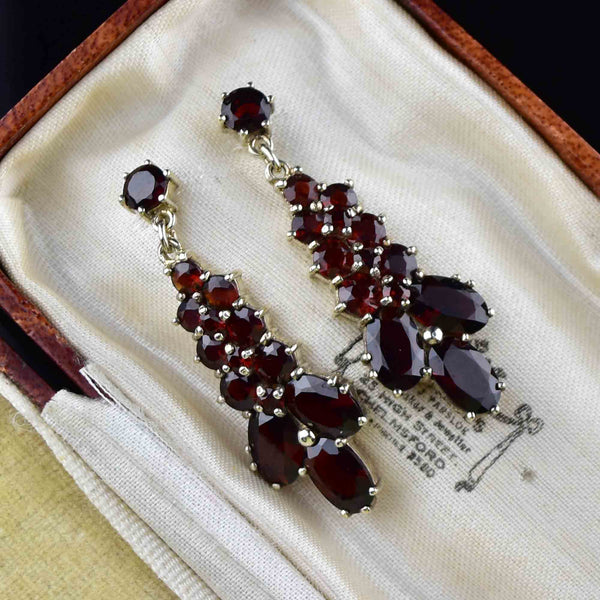 Victorian Style Garnet Post Drop Earrings - Boylerpf