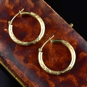 Large 10K Textured Gold Hoop Earrings - Boylerpf