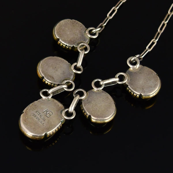 Vintage Opal Sterling Silver Gold Filled Necklace