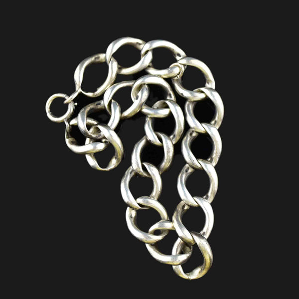 Sterling Silver Repousse Curb Link Bracelet - Boylerpf