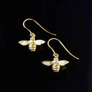 9K Gold Sterling Silver Gilt Bumble Bee Earrings - Boylerpf