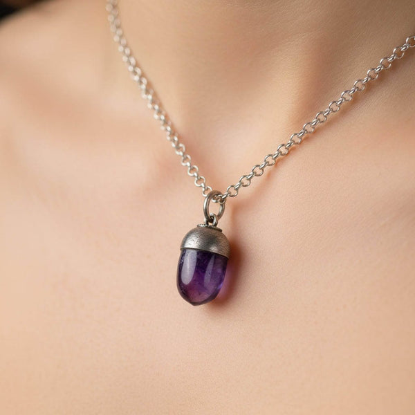 Arts & Crafts Sterling Silver Blue John Acorn Necklace