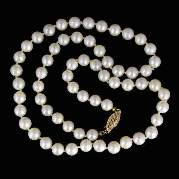 Vintage 14K Gold Cultured Pearl Strand Necklace - Boylerpf