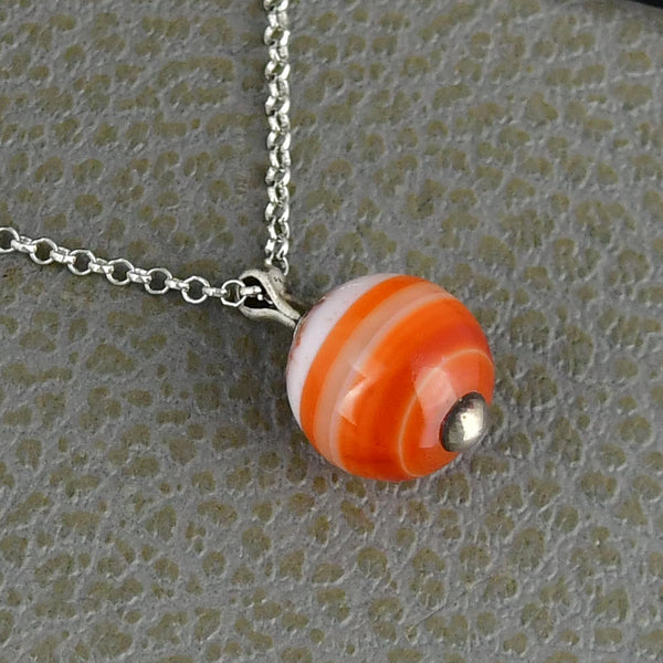 Antique Victorian Sterling Silver Banded Agate Pendant