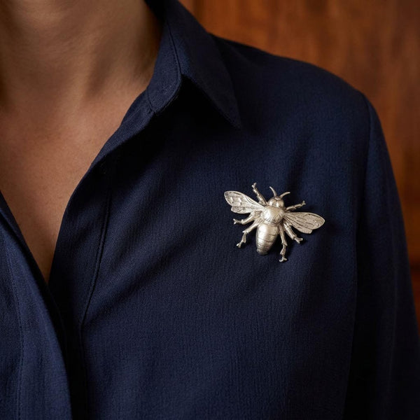 Vintage Flying Bee Sterling Silver Brooch