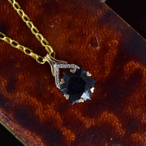 Gold Diamond Fancy Cut Star Blue Sapphire Pendant Necklace - Boylerpf