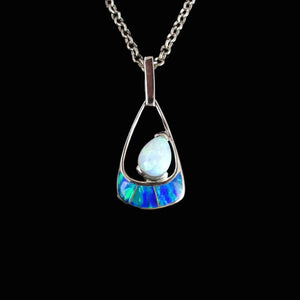 Sterling Silver Teardrop Pear Opal Pendant Necklace - Boylerpf