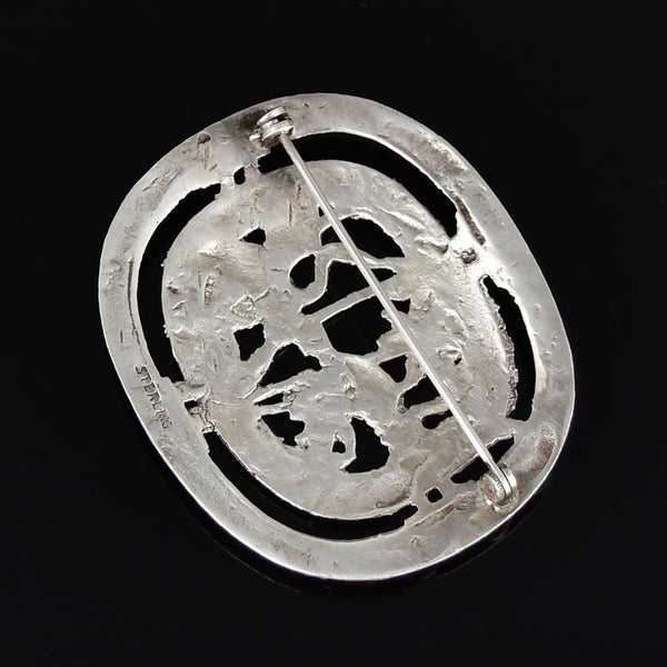 Arts & Crafts Sterling Silver Crane Bird Brooch