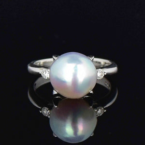 Vintage Platinum Diamond Pearl Alternative Engagement Ring - Boylerpf