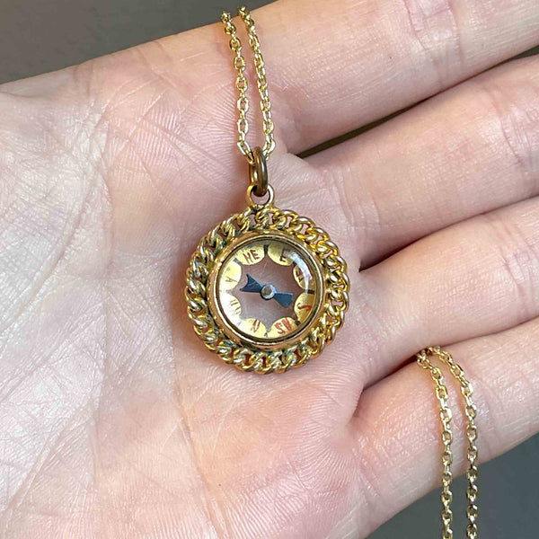 Antique Victorian Compass Fob Pendant Necklace - Boylerpf