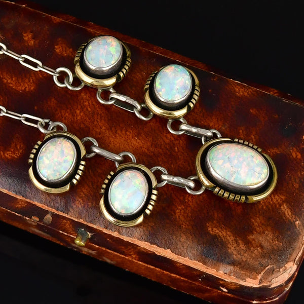 Vintage Opal Sterling Silver Gold Filled Necklace