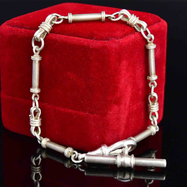 Antique Edwardian Silver Knotted Albert Watch Chain Bracelet - Boylerpf