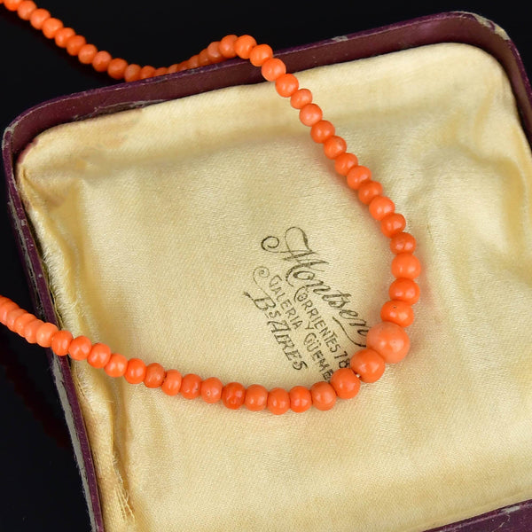 Victorian Mediterranean Coral 18.5 Inch Single Strand Necklace - Boylerpf