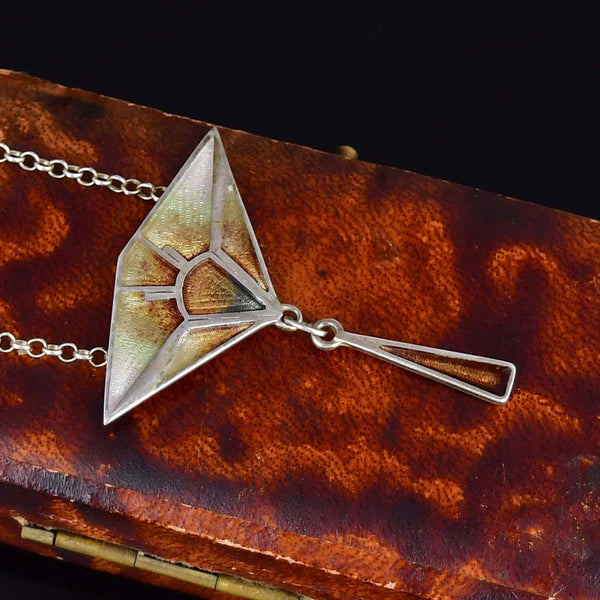 Pat Cheney Sterling Silver Enamel Geometric Necklace