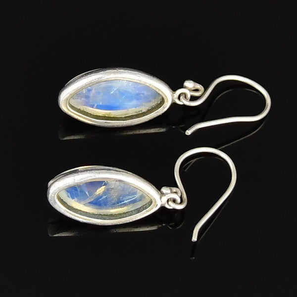 Vintage Art Deco Style Silver Moonstone Drop Earrings - Boylerpf